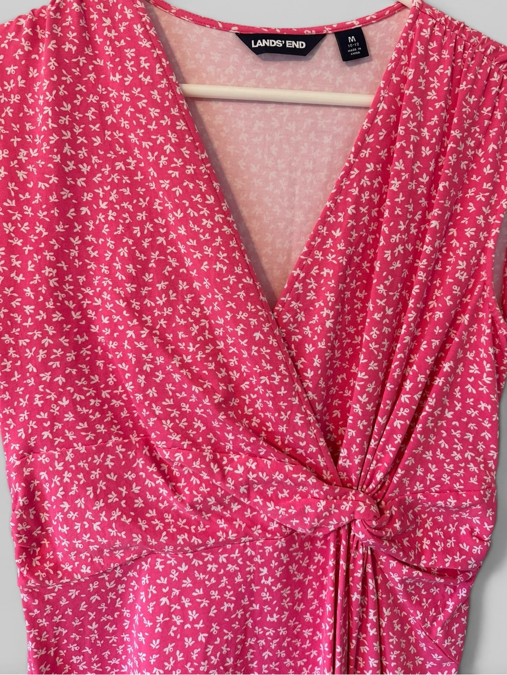 Lands’ End Pink Floral Faux Wrap Midi Dress Size Medium - Picture 5 of 6